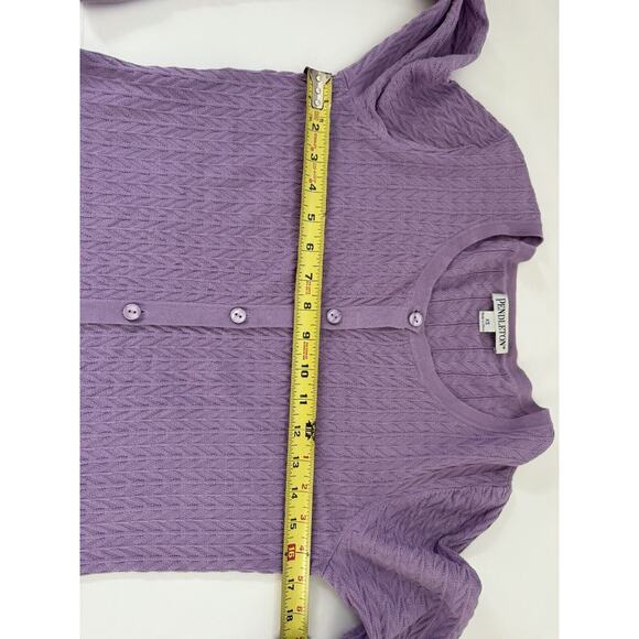 Vintage Pendleton Lavender Button Up Cardigan Sweater Sz XS Purple Knit FLAW - Picture 5 of 8